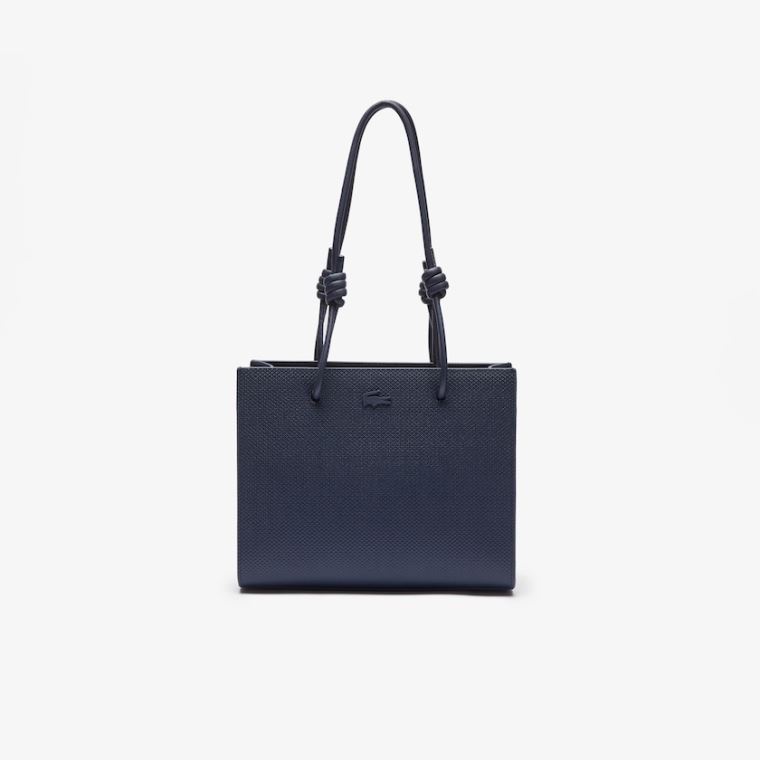 Lacoste Chantaco Matte Piqué Læder Shoulder Slung Handbag Tmavě Blankyt Blankyt | u2yjWgzv