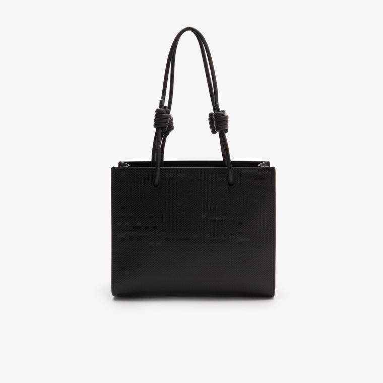 Lacoste Chantaco Matte Piqué Læder Shoulder Slung Handbag Černé | wk86uGHl