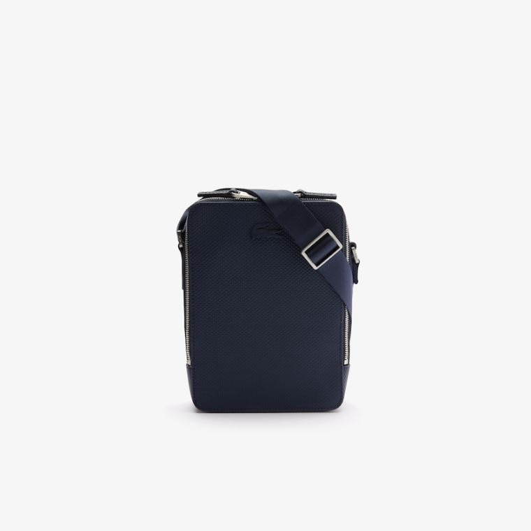 Lacoste Chantaco Matte Stitched Læder Vertical Camera Bag Tmavě Blankyt | di2QBhUC