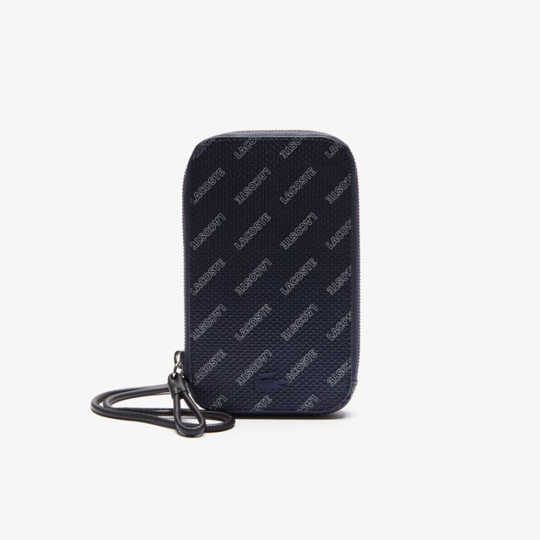 Lacoste Chantaco Signature Piqué Læder Smartphone Neck Pouch Tmavě Blankyt Blankyt Bílé Černé | OOb2GmTc