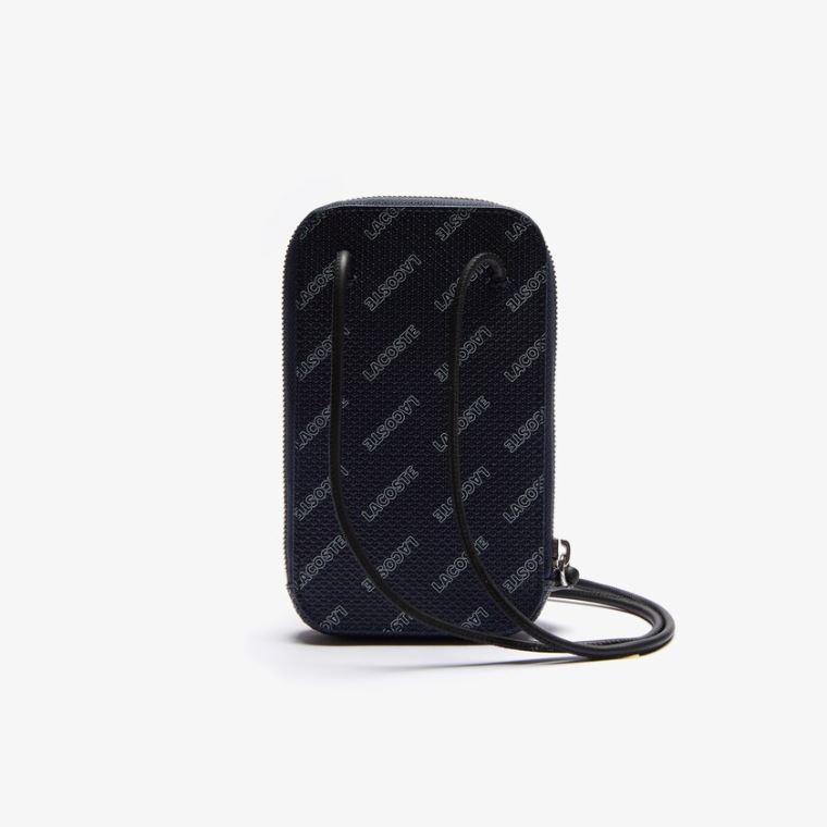 Lacoste Chantaco Signature Piqué Læder Smartphone Neck Pouch Tmavě Blankyt Blankyt Bílé Černé | OOb2GmTc