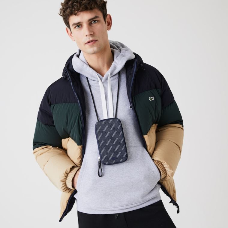 Lacoste Chantaco Signature Piqué Læder Smartphone Neck Pouch Tmavě Blankyt Blankyt Bílé Černé | OOb2GmTc