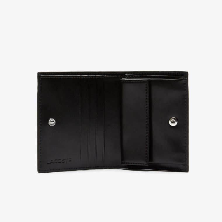 Lacoste Chantaco Small Piqué Læder Snap Wallet Černé | oIUC8dju