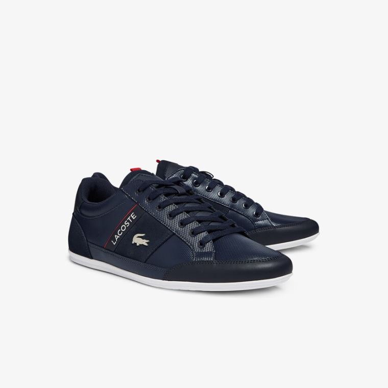 Lacoste Chaymon Læder and Semišové Sneakers Tmavě Blankyt Bílé | HWX3avM6