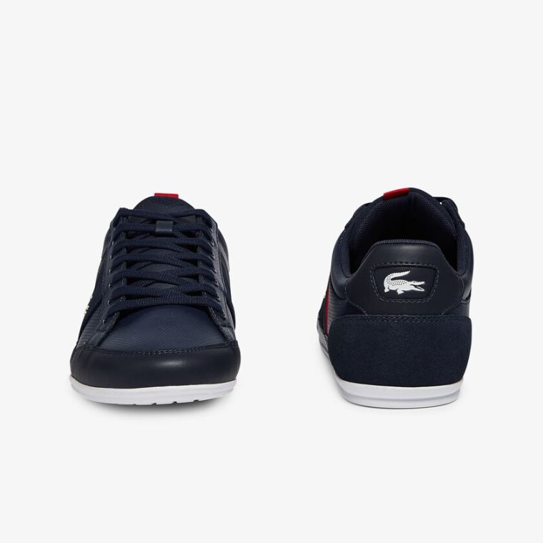 Lacoste Chaymon Læder and Semišové Sneakers Tmavě Blankyt Bílé | HWX3avM6