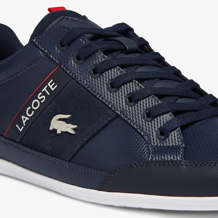 Lacoste Chaymon Læder and Semišové Sneakers Tmavě Blankyt Bílé | HWX3avM6