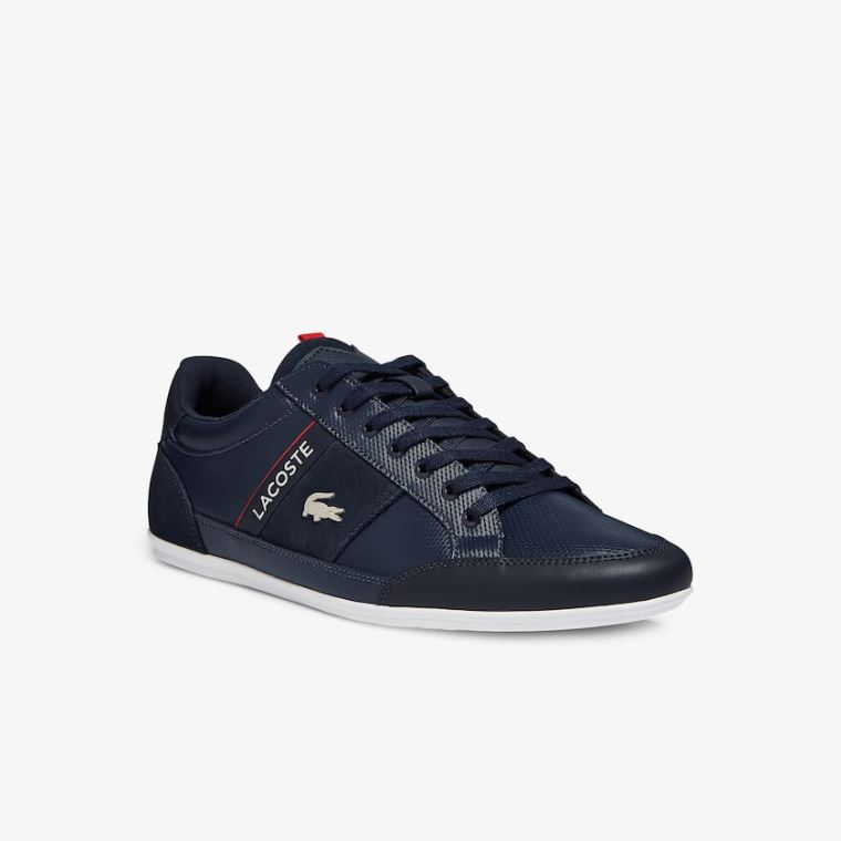 Lacoste Chaymon Læder and Semišové Sneakers Tmavě Blankyt Bílé | HWX3avM6