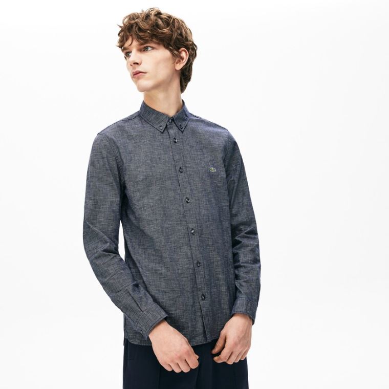 Lacoste Checkered Bavlněné Shirt Tmavě Blankyt Blankyt | prwhitFv