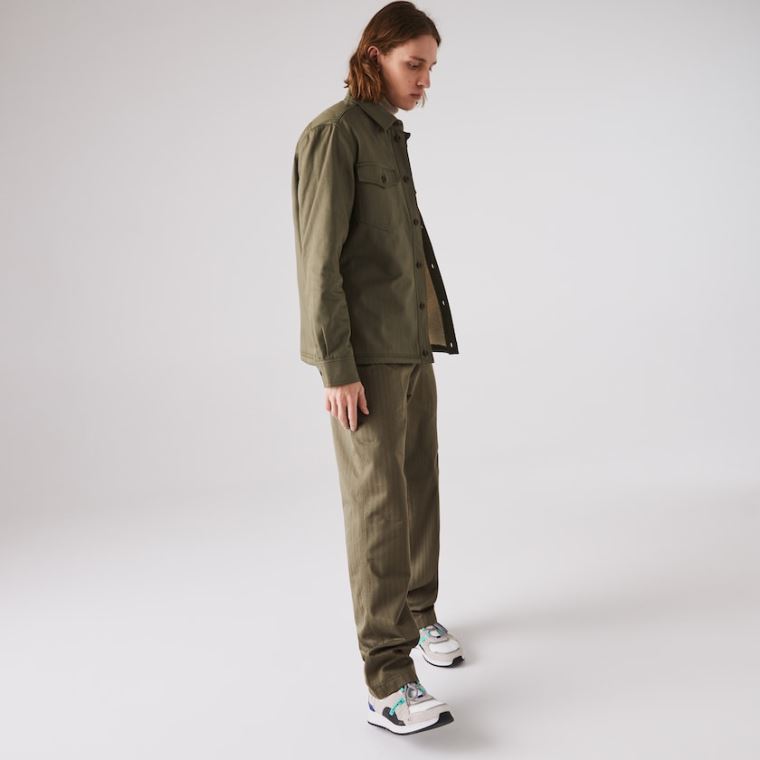 Lacoste Chevron Textured Bavlněné Cargo Pants Hnědožlutý Zelene | Ta7hcGvw