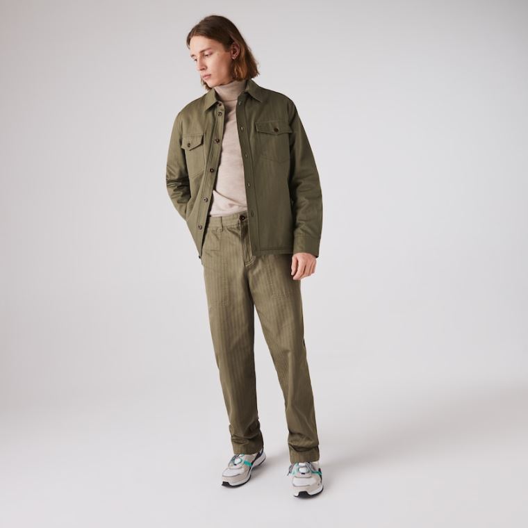 Lacoste Chevron Textured Bavlněné Cargo Pants Hnědožlutý Zelene | Ta7hcGvw