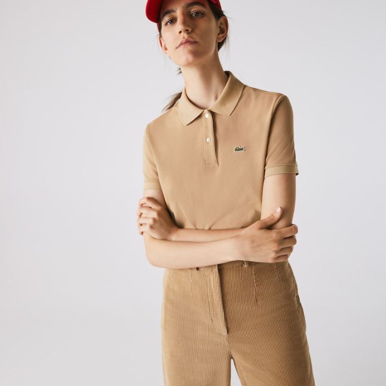 Lacoste Classic Fit Soft Bavlněné Petit Piqué Polo Béžový | P1IpKcFk