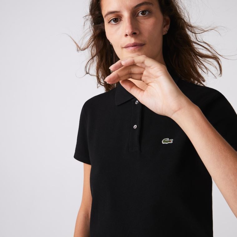 Lacoste Classic Fit Soft Bavlněné Petit Piqué Polo Černé | wG2qb2Im