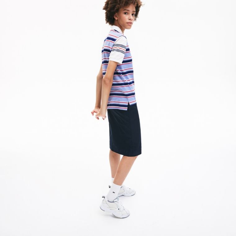 Lacoste Classic Fit Striped Bavlněné Polo Shirt Fialové Tmavě Blankyt Blankyt Bílé Červené Světle Růžové | Nhewhdan