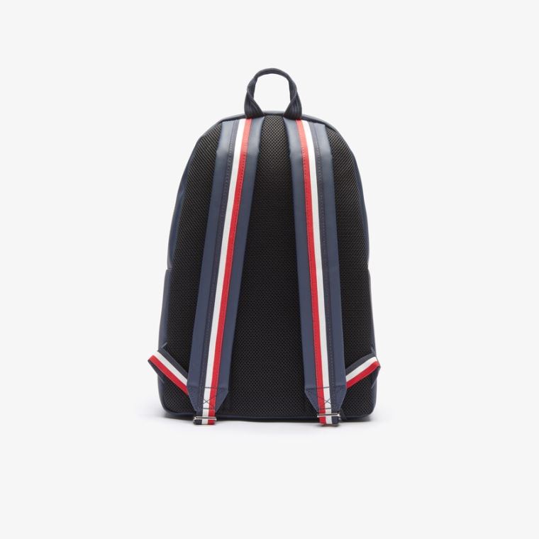 Lacoste Classic Tricolour Straps Backpack Tmavě Blankyt Blankyt Bílé Červené | KNidJVMT