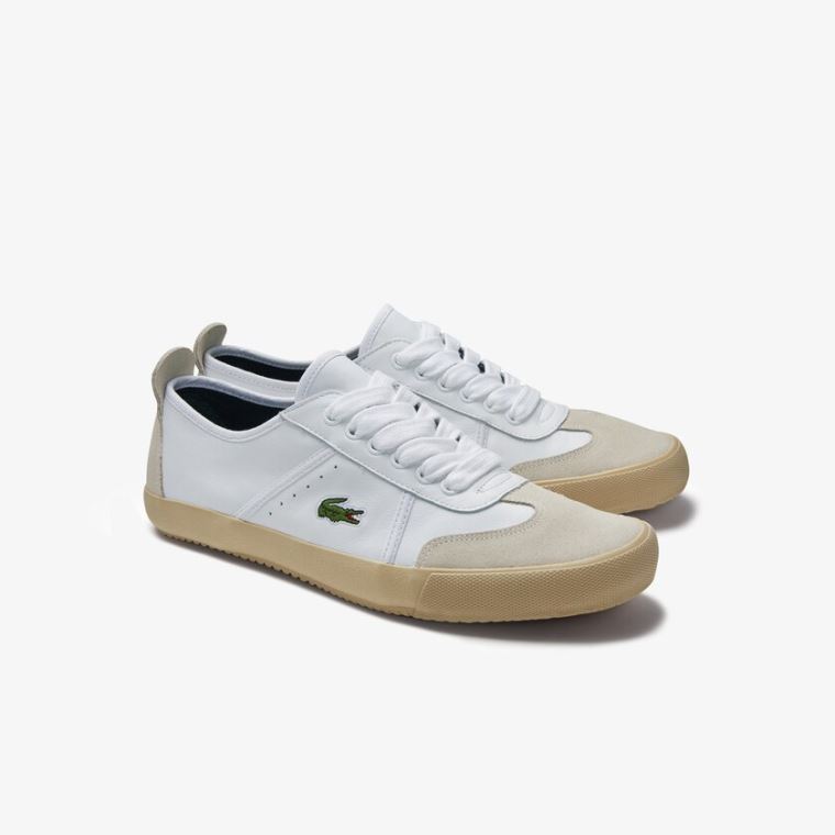 Lacoste Contest Læder and Semišové Sneakers Bílé Šedé | QTEuYFy7