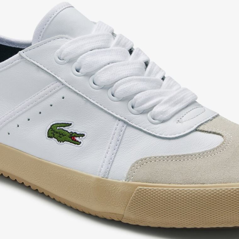 Lacoste Contest Læder and Semišové Sneakers Bílé Šedé | QTEuYFy7