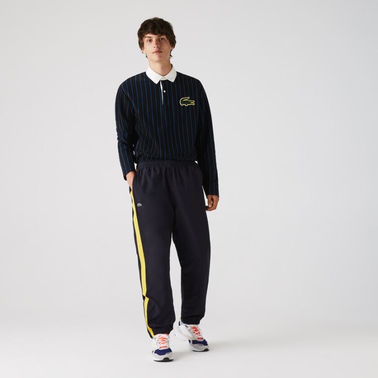 Lacoste Contrast Striped Vody-Repellant Tracksuit Pants Tmavě Blankyt Blankyt Žluté Bílé | kne0F2xV