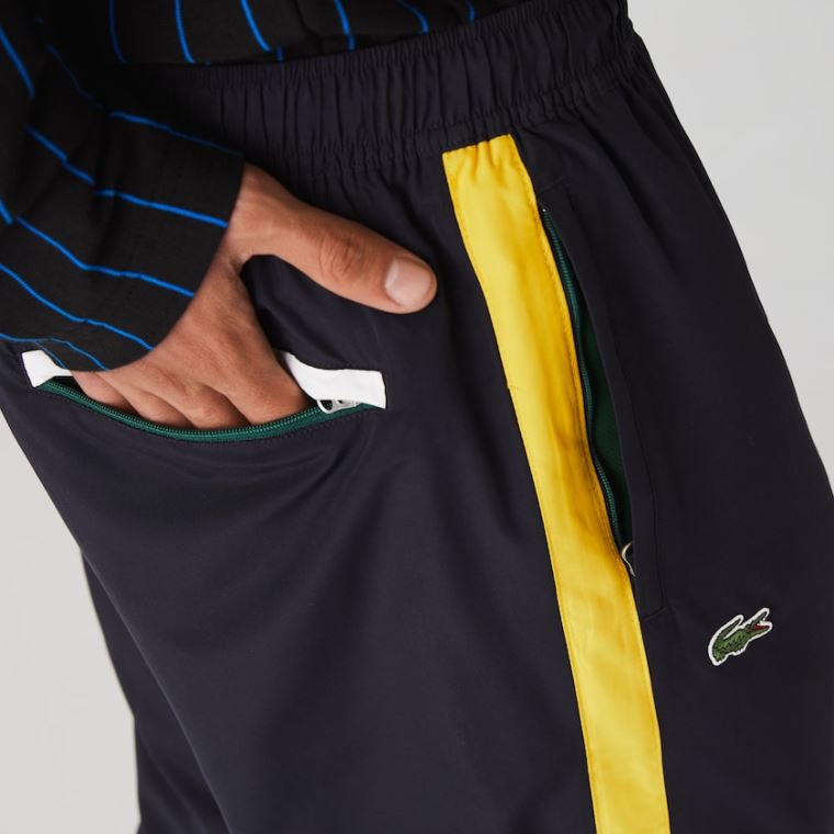 Lacoste Contrast Striped Vody-Repellant Tracksuit Pants Tmavě Blankyt Blankyt Žluté Bílé | kne0F2xV