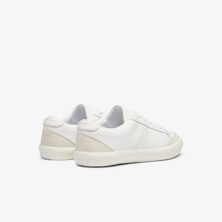 Lacoste Coupole Læder Textured Sneakers Bílé Šedé | pVZTiQ1D