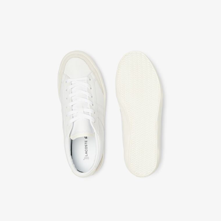 Lacoste Coupole Læder Textured Sneakers Bílé Šedé | pVZTiQ1D