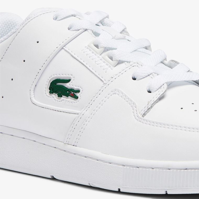 Lacoste Court Cage Læder Sneakers Bílé | XyiAqc9a