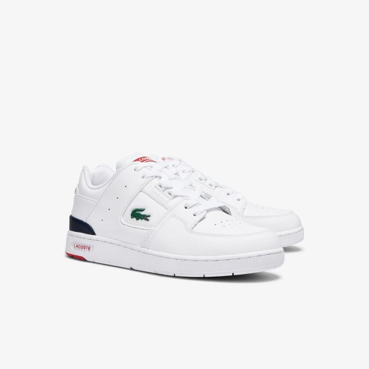 Lacoste Court Cage Læder Sneakers Bílé Béžový | SRHhTTPL