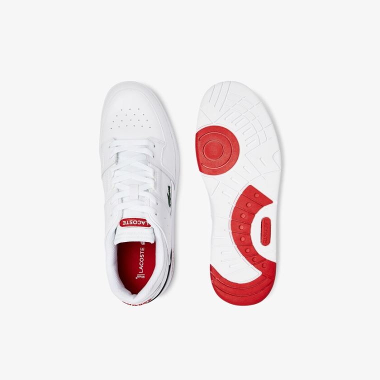 Lacoste Court Cage Læder Sneakers Bílé Béžový | SRHhTTPL