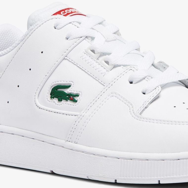 Lacoste Court Cage Læder Sneakers Bílé Béžový | SRHhTTPL