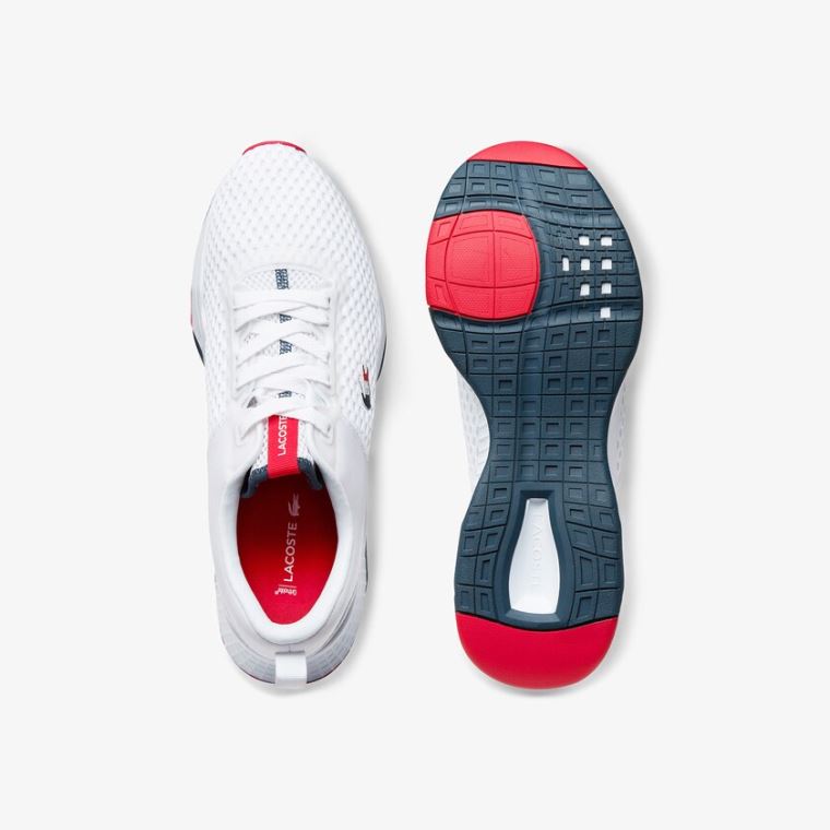 Lacoste Court-Drive Textured Textilní Sneakers Bílé Tmavě Blankyt Červené | AtkZySvE