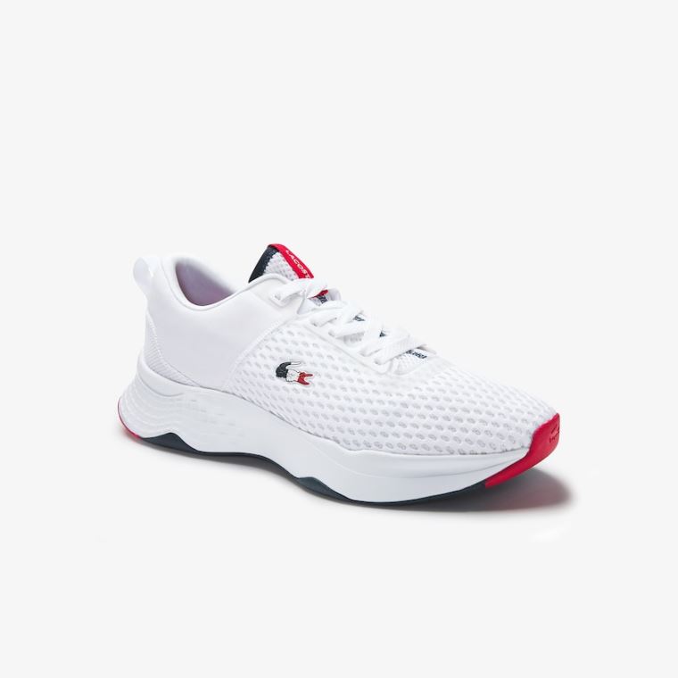 Lacoste Court-Drive Textured Textilní Sneakers Bílé Tmavě Blankyt Červené | AtkZySvE