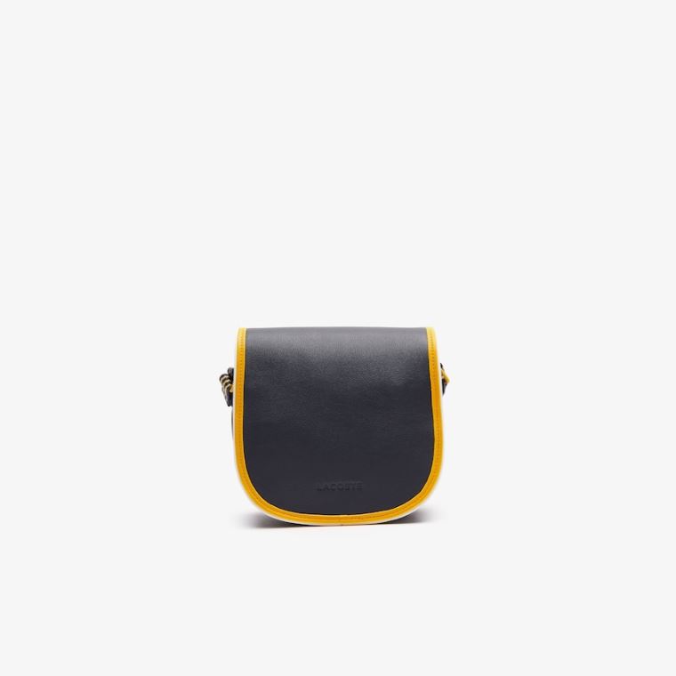 Lacoste Court Line Contrast Piping Small Hobo Bag Černé Žluté | JGYJeC6e