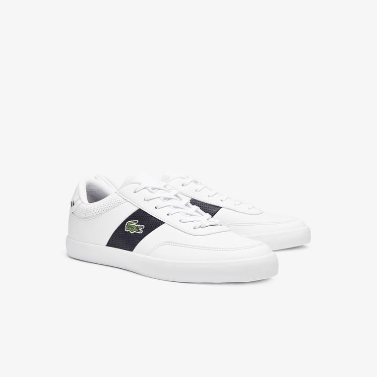 Lacoste Court-Master Læder and Syntetická Perforated Sneakers Bílé Tmavě Blankyt | XUyvQlMW