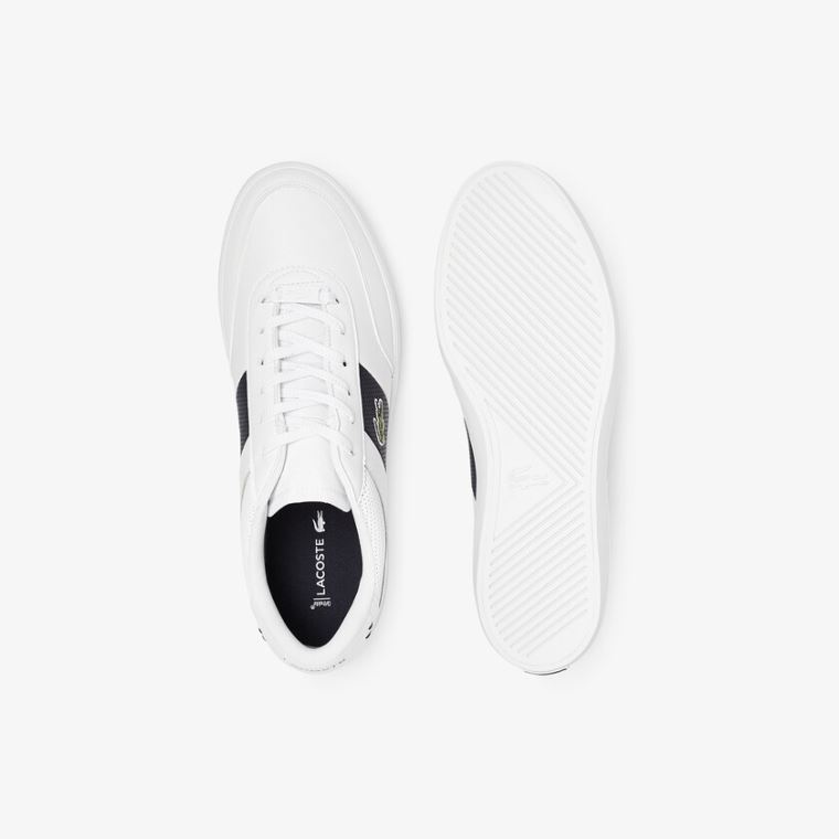 Lacoste Court-Master Læder and Syntetická Perforated Sneakers Bílé Tmavě Blankyt | XUyvQlMW