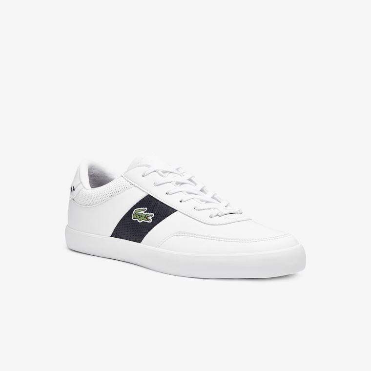 Lacoste Court-Master Læder and Syntetická Perforated Sneakers Bílé Tmavě Blankyt | XUyvQlMW