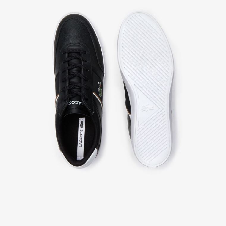 Lacoste Court-Master Tumbled Læder Sneakers Černé Bílé | aQ3Hftog