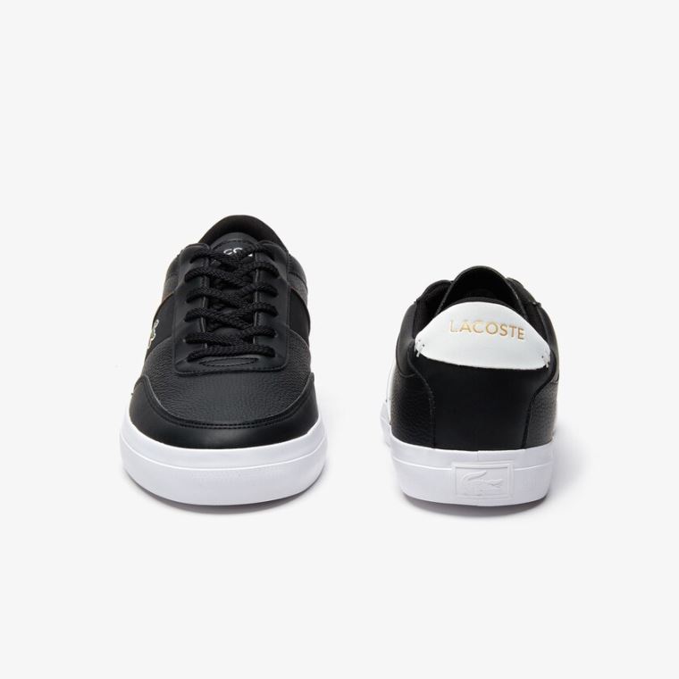 Lacoste Court-Master Tumbled Læder Sneakers Černé Bílé | aQ3Hftog