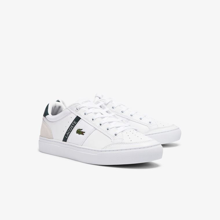 Lacoste Courtline Læder and Textilní Sneakers Bílé | 0Icfdss7