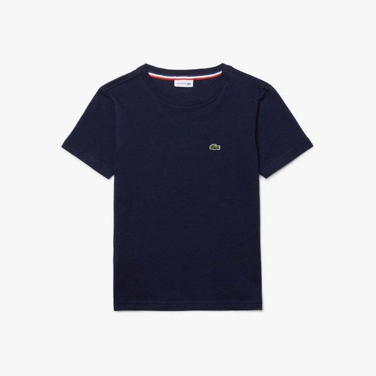 Lacoste Crew Neck Bavlněné Jersey T-shirt Tmavě Blankyt Blankyt | udsZyrAf