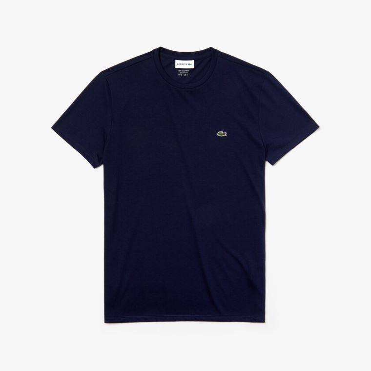 Lacoste Crew Neck Pima Bavlněné Jersey T-shirt Tmavě Blankyt Blankyt | JmwE1HU0