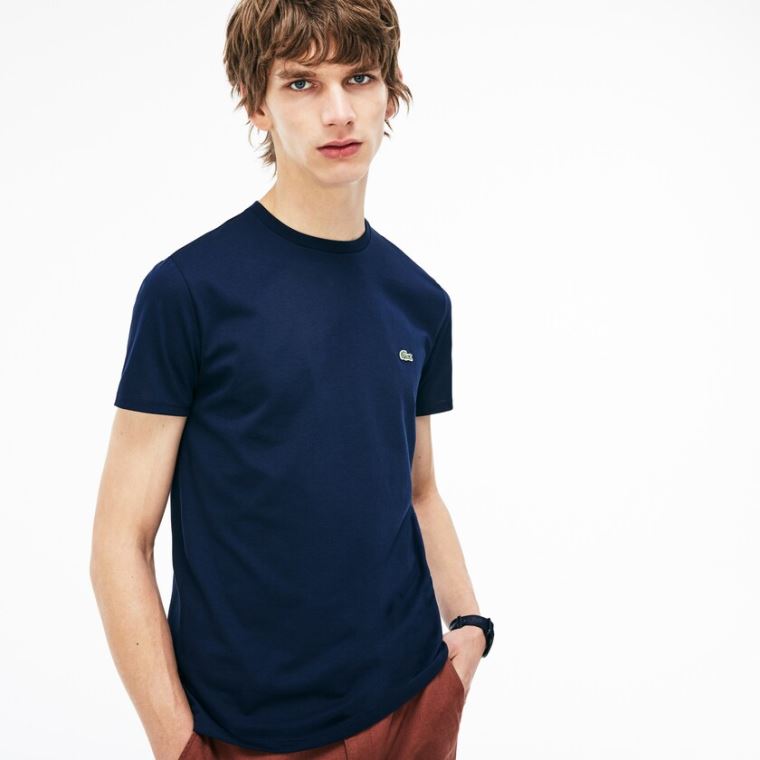 Lacoste Crew Neck Pima Bavlněné Jersey T-shirt Tmavě Blankyt Blankyt | JmwE1HU0