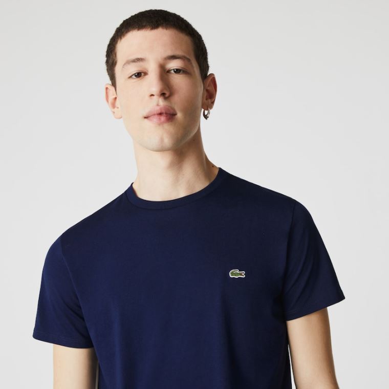 Lacoste Crew Neck Pima Bavlněné Jersey T-shirt Tmavě Blankyt Blankyt | JmwE1HU0