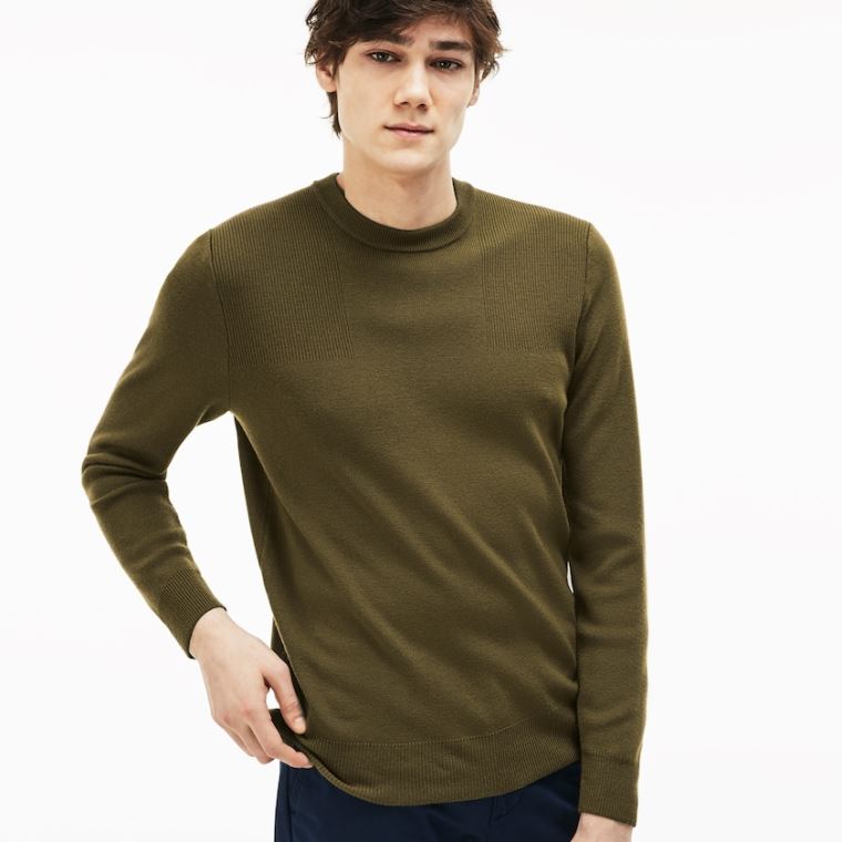 Lacoste Crew Neck Technical Knit Svetrové Béžový | toCIsRDE