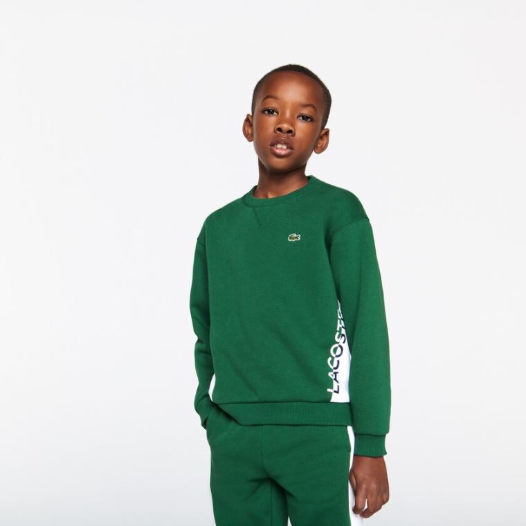 Lacoste Crewneck Fleece Sweatshirt Zelene Bílé | sk2I34Oc