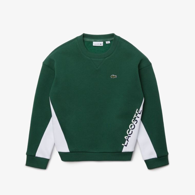 Lacoste Crewneck Fleece Sweatshirt Zelene Bílé | sk2I34Oc