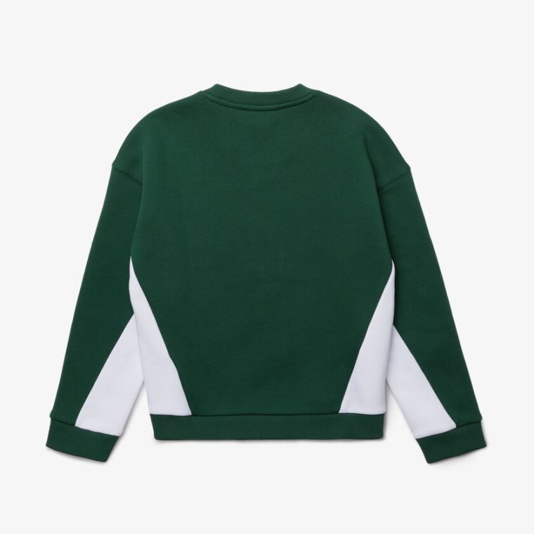 Lacoste Crewneck Fleece Sweatshirt Zelene Bílé | sk2I34Oc