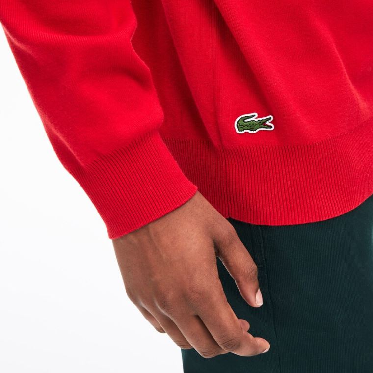 Lacoste Crewneck Signature-Logo Knit Svetrové Červené | S0II2K10