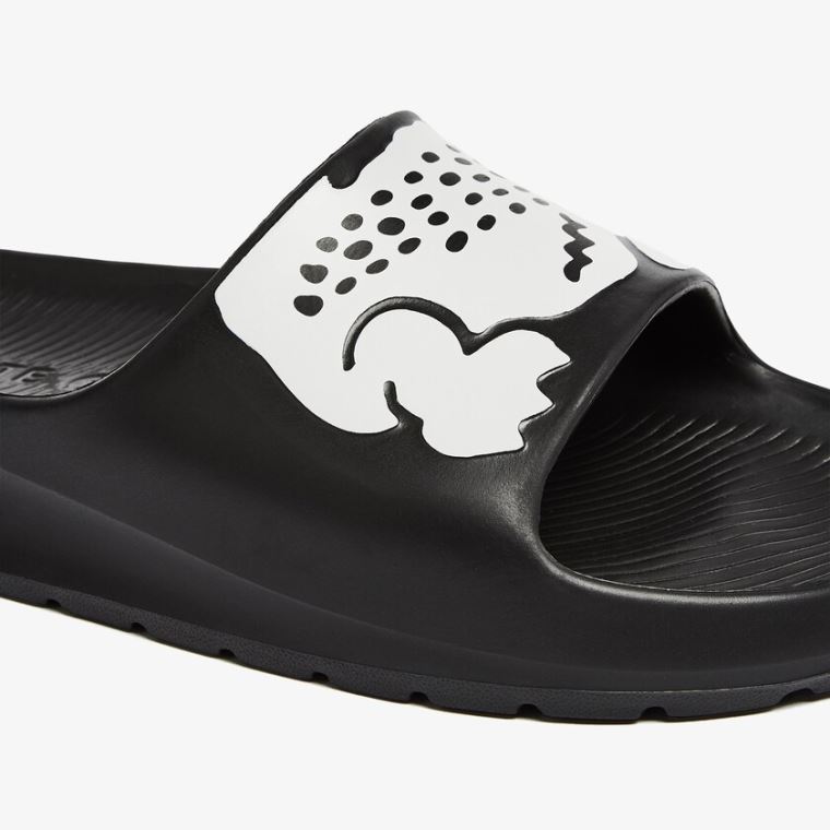 Lacoste Croco 2.0 Syntetická Print Slides Černé Bílé | 7xOC92ru