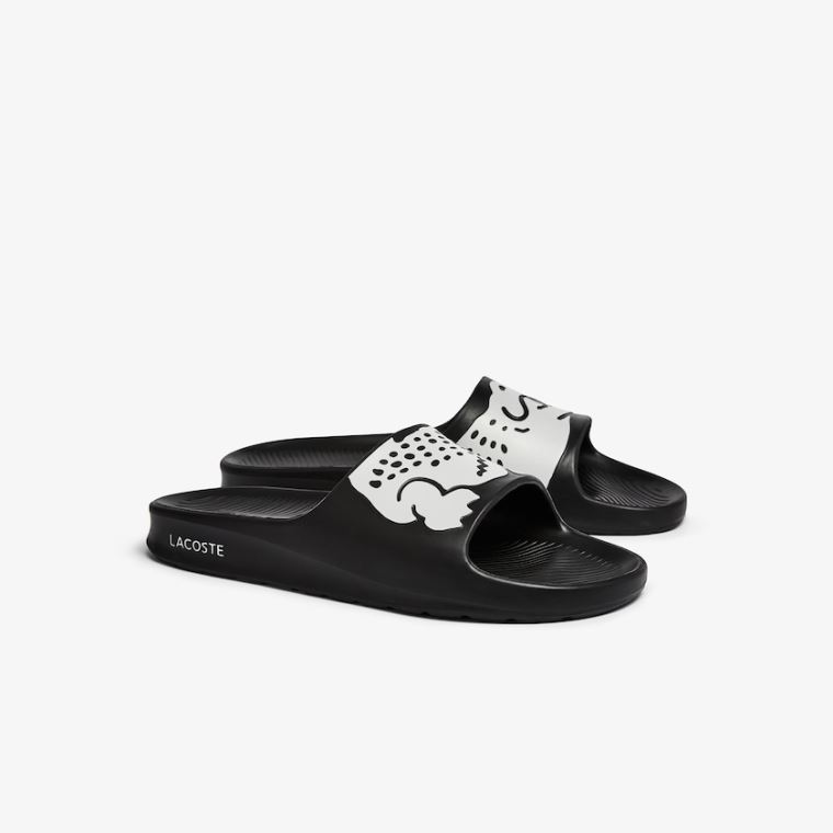 Lacoste Croco 2.0 Syntetická Slides Černé Bílé | px25IcxA