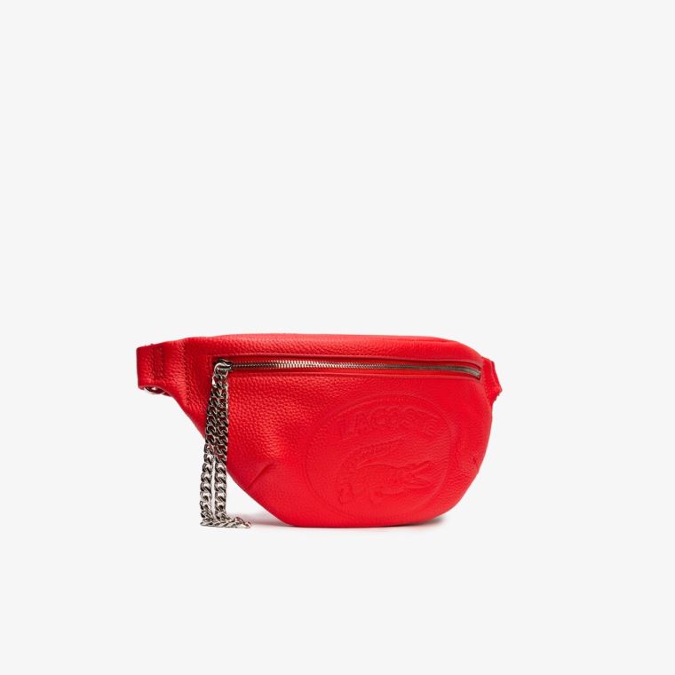 Lacoste Croco Crew Grained Læder Beltbag Červené | FXyqUm1A