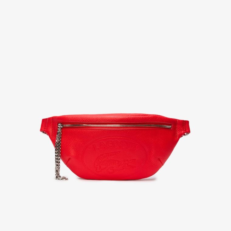 Lacoste Croco Crew Grained Læder Beltbag Červené | FXyqUm1A